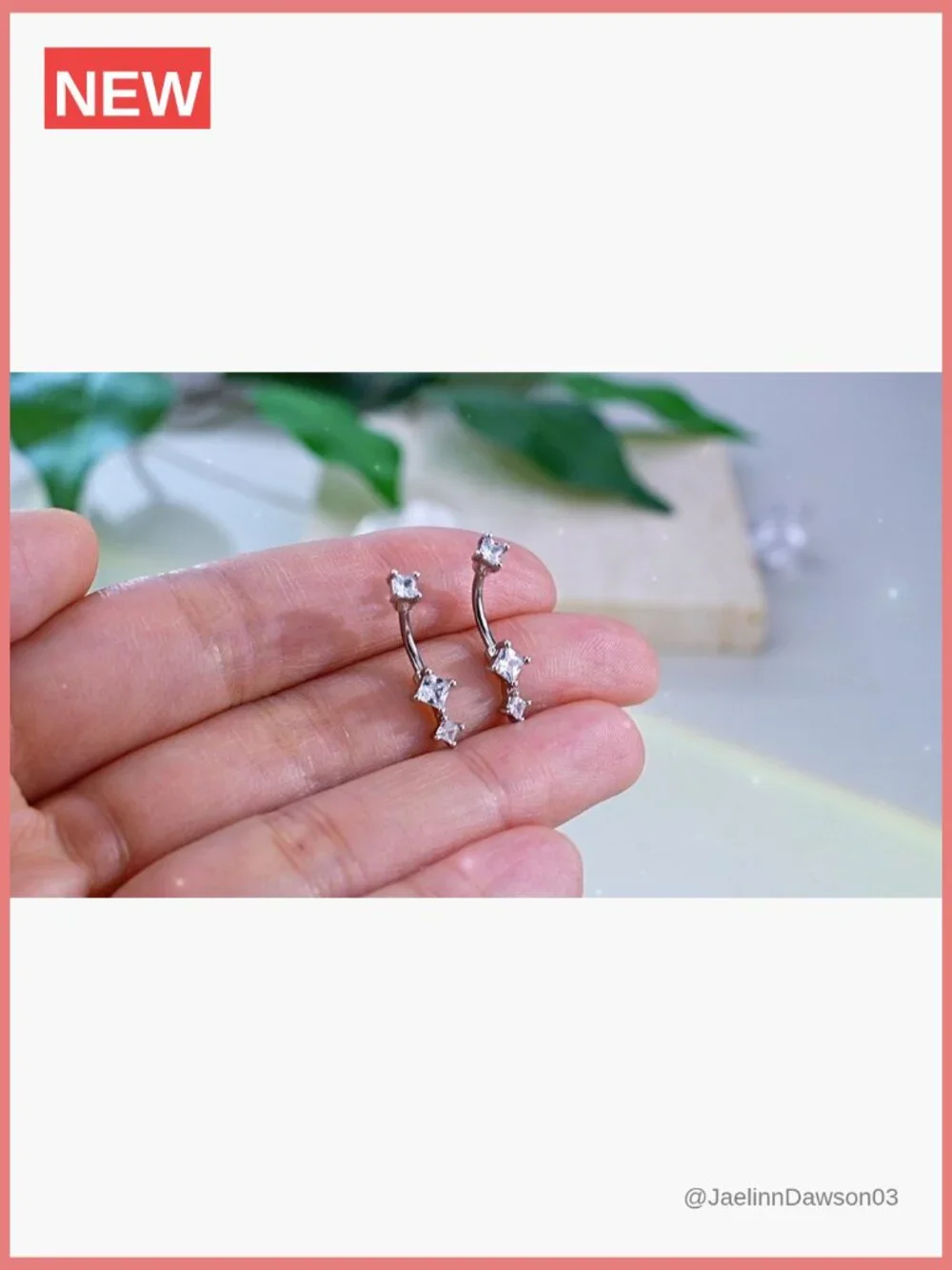 Minimalist Rook Earrings 8mm Silver Stainless Steel Clear CZ Curved Barbell 16G